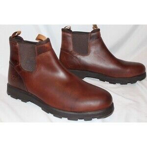 UGG MEN'S WATERPROOF HILLMONT WORK LEATHER CHELSEA BOOTS BROWN SZ 15
